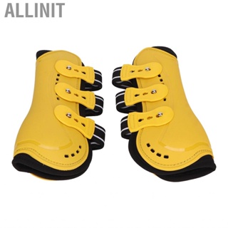 Allinit 2Pcs Horse Tendon Boots Open Front Adjustable Breathable for Training Jumping Riding Yellow N