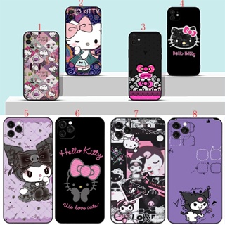 เคสโทรศัพท์มือถือนิ่ม ลาย Hello Kitty สีดํา สําหรับ iPhone 12 12 Pro Max 13 13 Pro Max 13 Mini H17
