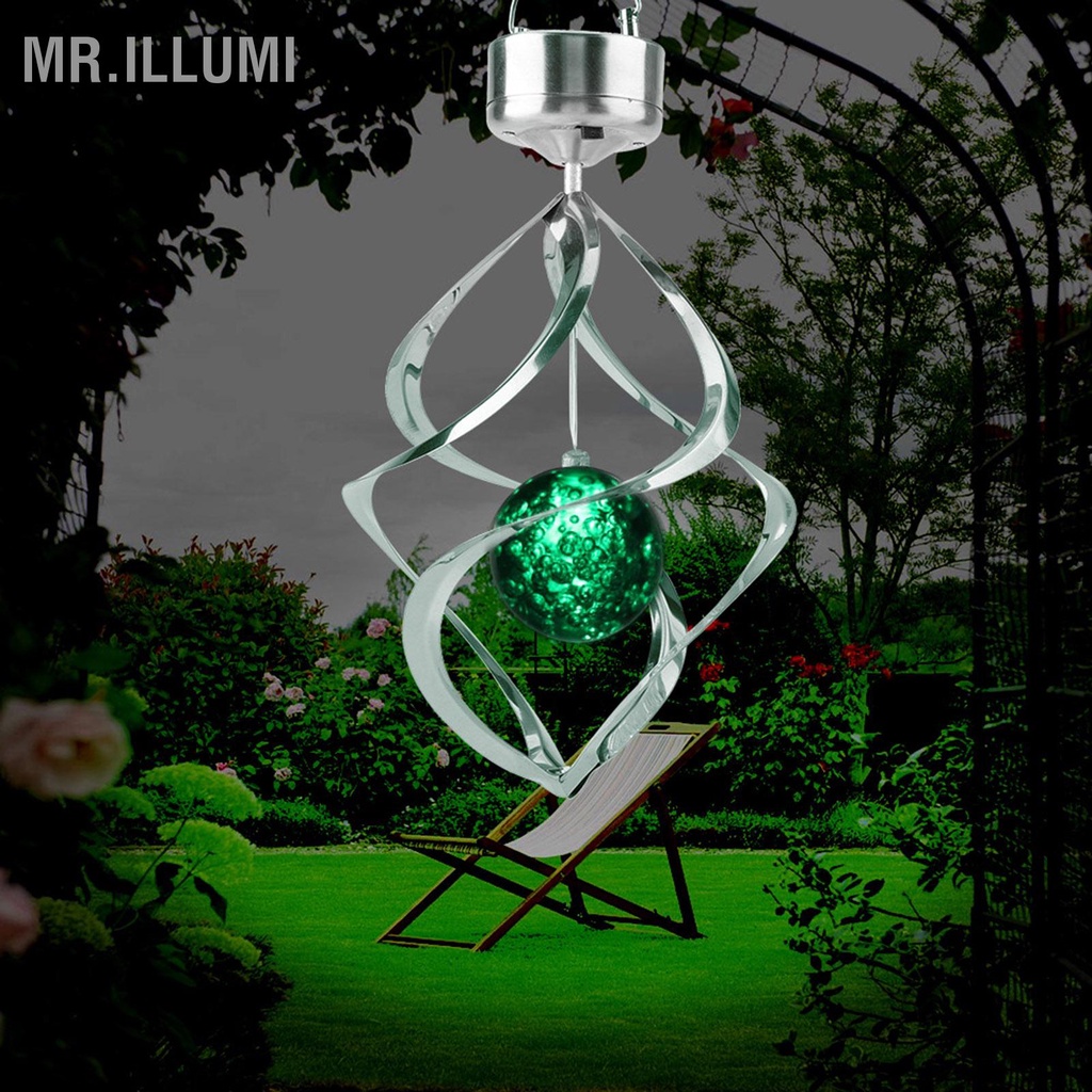 MR.ILLUMI พลังงานแสงอาทิตย์ LED Wind Chime Light สีสันแขวน Spinner โคม ...