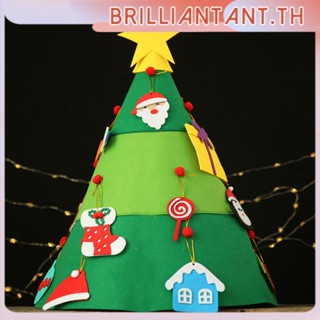 Diy Felt Christmas Tree Snowman พร้อมเครื่องประดับต้นคริสต์มาสปลอมของเล่นเด็ก Christmas Party ตกแต่ง bri