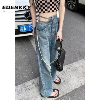 EOENKKY  กางเกงขายาว กางเกงยีสน์ผู้หญิง ทรงหลวม ๆ ตรง Retro Hip Hop Pants 2023 NEW Style  ins Korean Style พิเศษ Trendy WNK23900HU 36Z230909