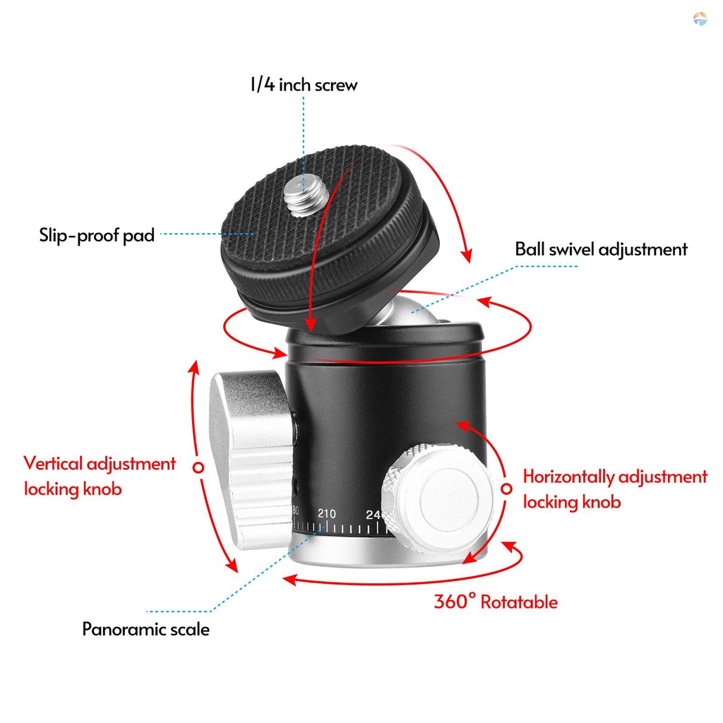 fsth-2-in-1-หัวบอลสกรู-1-4-360-องศา-ขนาดเล็ก-หัวบอลอลูมิเนียม-หมุนได้-สําหรับขาตั้งกล้องโทรศัพท์มือถือ