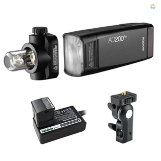 {Fsth} Godox AD200Pro Pocket Flash Portable Wireless TTL Flash with Changeable Flash Head (Speedlite/Bare Bulb) GN52 GN60 1/8000s HSS 2.4G Wireless X System 200W for   Fuj