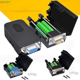 Antot ขั้วต่อ VGA สามแถว 3+9 VGA ปลั๊ก 15 ขา น็อต 15 พิน พร้อมกรอบ D-SUB DB15 VGA สําหรับโปรเจคเตอร์คอมพิวเตอร์