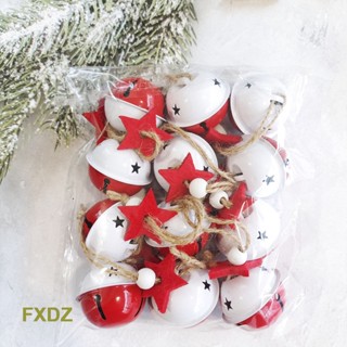 Fxdz กระดิ่งโลหะ รูปดาว สีแดง สีขาว สําหรับตกแต่งต้นคริสต์มาส 4 ซม. 12 ชิ้น