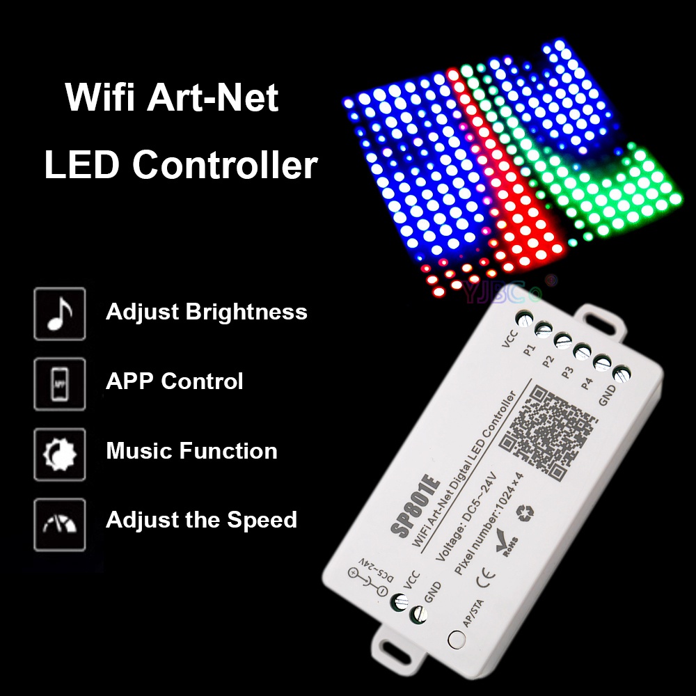 Sp801e Wifi Art-Net Magic LED Controller 5-24V LED Matrix Panel Module ...