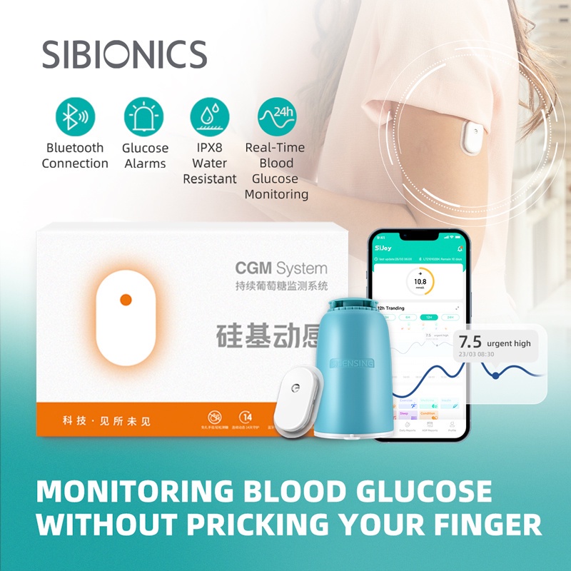 Sibionics (Only Android) Glucometer เครื่องวัดน้ําตาลกลูโคสในเลือด 24 H ...