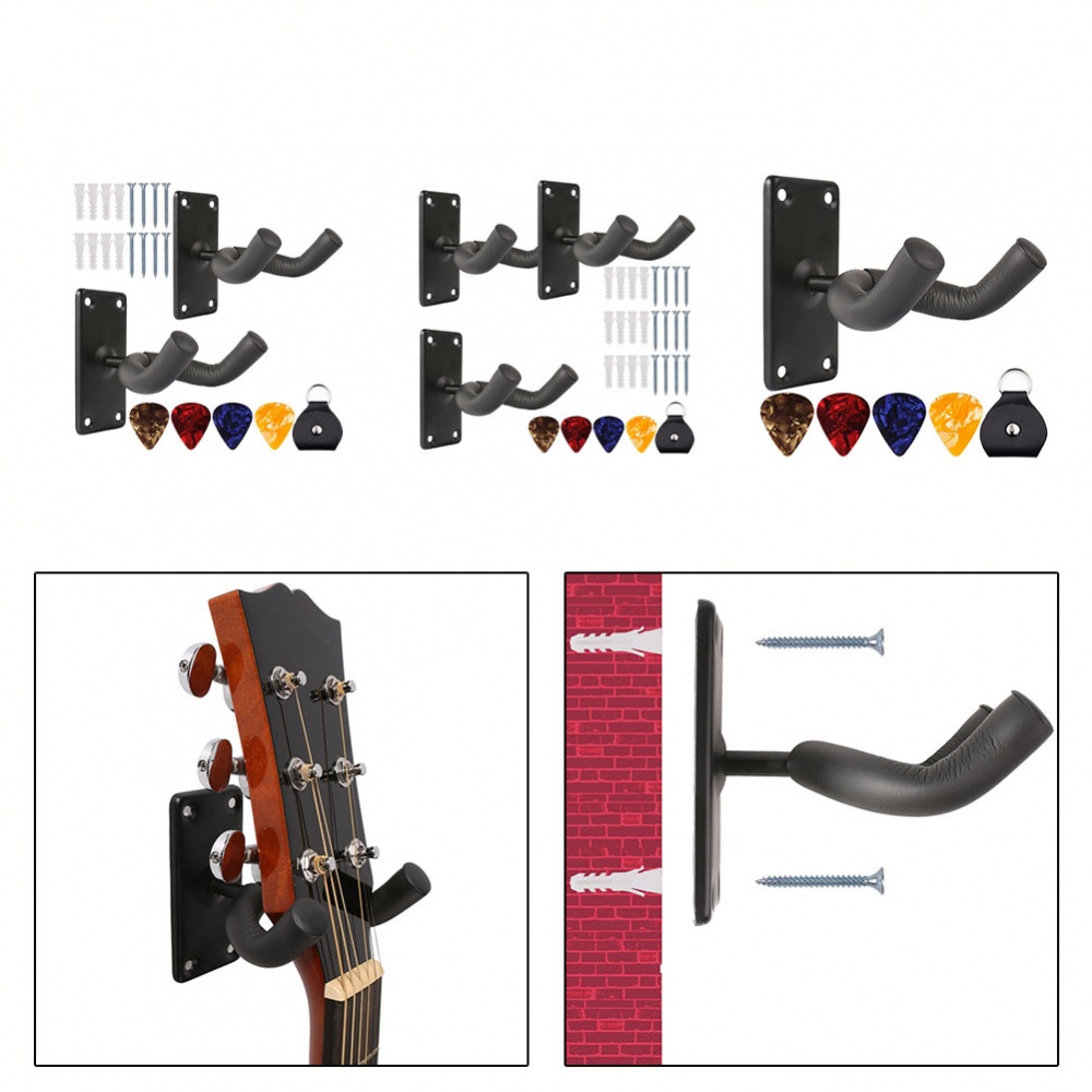 new-arrival-guitar-hangers-wall-mount-abs-steel-black-for-electric-acoustic-guitar