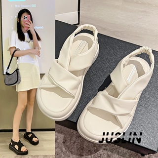 JUSLIN   รองเท้าแตะผู้หญิง ส้นแบน ใส่สบาย สไตล์เกาหลี รองเท้าแฟชั่น 2023 ใหม่  Korean Style ins สวยงาม fashion B98G0QP 37Z230910