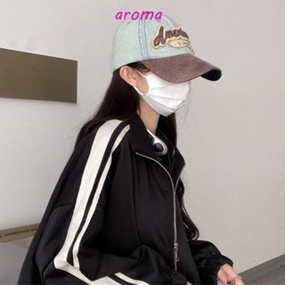 Aroma หมวกเบสบอล ผ้าฝ้าย ทรงโค้ง แนวสตรีท สไตล์เกาหลี แฟชั่นฤดูใบไม้ร่วง สําหรับผู้หญิง