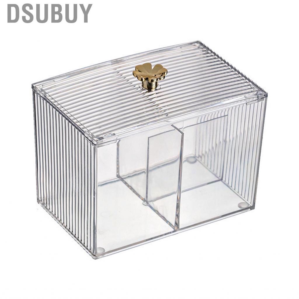 dsubuy-cotton-swab-container-storage-box-pet-plastic-transparent-facilitate-classification-moderate-size-with-grid-for-makeup-cosmetics