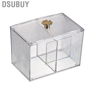 Dsubuy Cotton Swab Container  Storage Box PET Plastic Transparent Facilitate Classification Moderate Size with Grid for Makeup Cosmetics