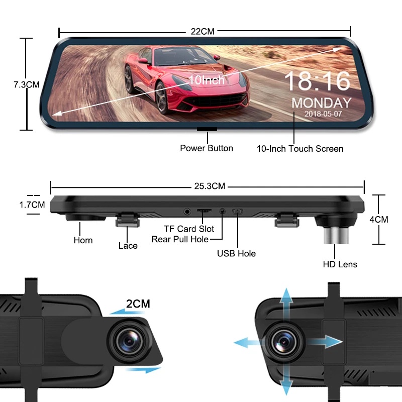 กล้องบันทึกวิดีโอ-10-นิ้ว-dvr-dashcam-ixff-สีดํา-สําหรับติดกระจกมองหลังรถยนต์