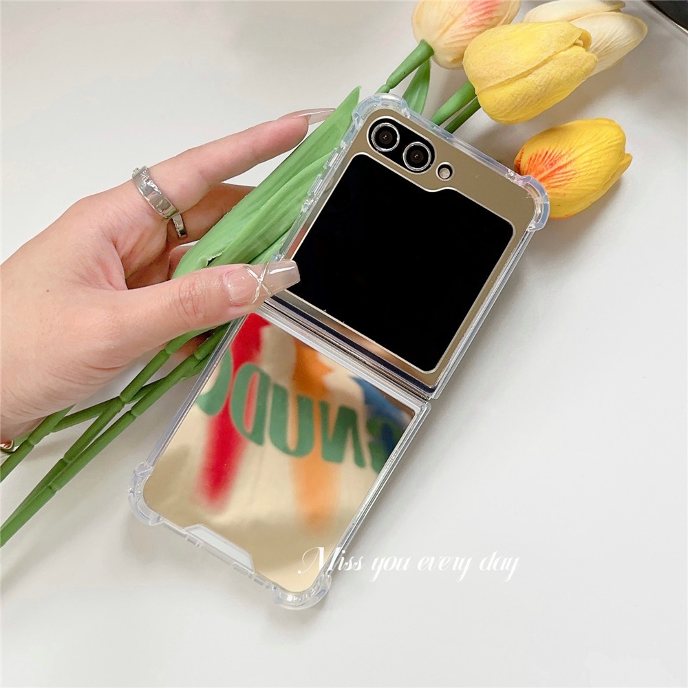 เคสกระจกแต่งหน้า-อะคริลิคแข็ง-แบบบางพิเศษ-กันกระแทก-สําหรับ-samsung-galaxy-z-flip-5-z-flip-4-zflip3