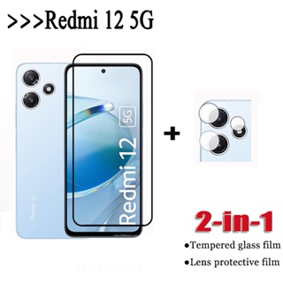 2in1 ฟิล์มกระจกนิรภัยกันรอยหน้าจอ และกล้อง สําหรับ Redmi 12 5G Redmi12 4G 12C Redmi Note 12s 12 Pro plus