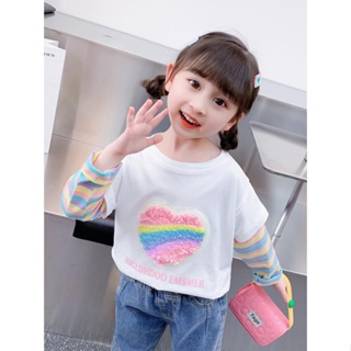 Girls long-sleeved spring and autumn new girls foreign cotton blouse, childrens wear, boys bottomed T-shirt 3