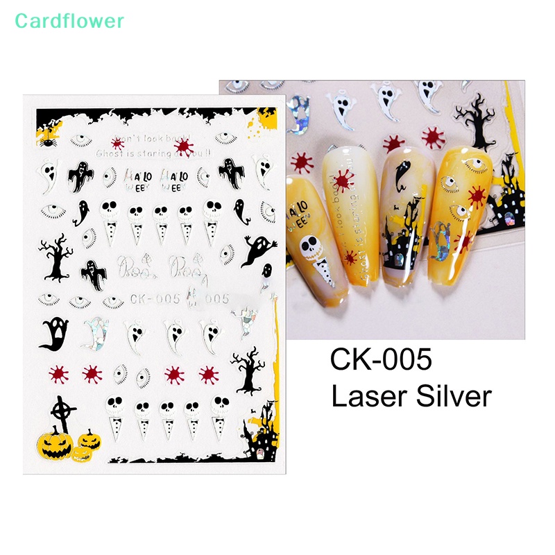 lt-cardflower-gt-สติกเกอร์เลเซอร์-ลายการ์ตูนฟักทอง-ผี-แมงมุม-สีเงิน-สําหรับตกแต่งเล็บ-เทศกาลฮาโลวีน