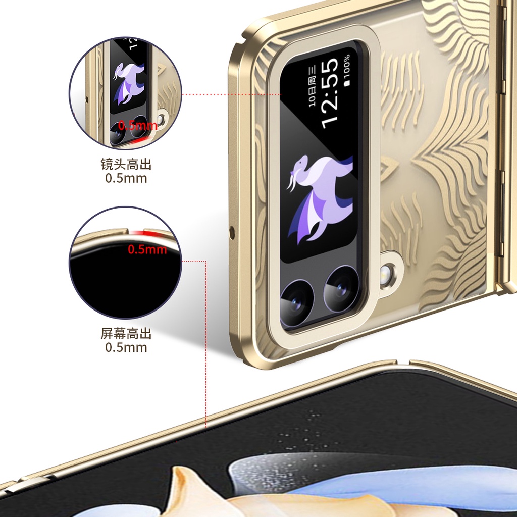 Hard Aesthetic Luxury Flip Casing สําหรับ Samsung Galaxy Z Flip 6 Z ...