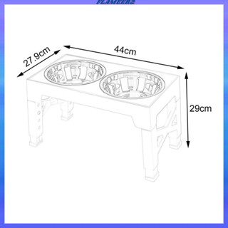 [Flameer2] ชามอาหารสุนัข สเตนเลส 2 ช่อง ปรับได้ เป็น 3.2 นิ้ว 8.7 นิ้ว 10 นิ้ว 11 นิ้ว 12.2 นิ้ว กันลื่น