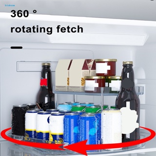 Biuboom ชั้นวางตู้เย็น แบบพลาสติก 360° ที่วางเครื่องดื่ม เครื่องปรุง กันลื่น หมุนได้ ขนาดใหญ่ พร้อมจุกสุญญากาศ สําหรับตู้เย็น