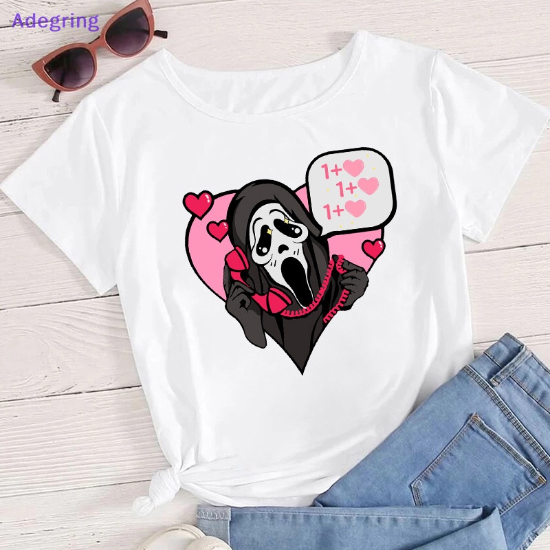 adegring-เสื้อยืด-พิมพ์ลาย-you-hang-up-horror-clothing-decals-halloween-horror-movie-pink-thermo-sticker