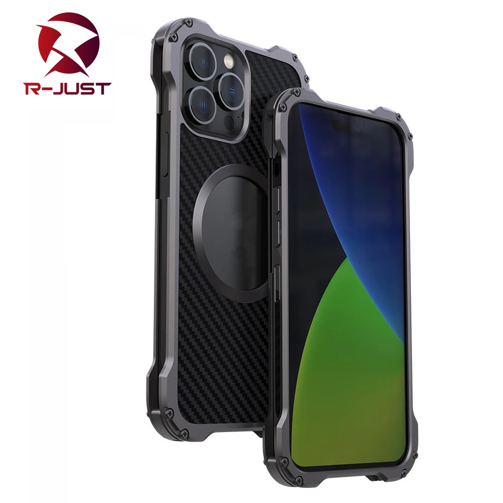[RJUST] Aluminium Metal Carbon Fiber Case For iPhone 16 15 14