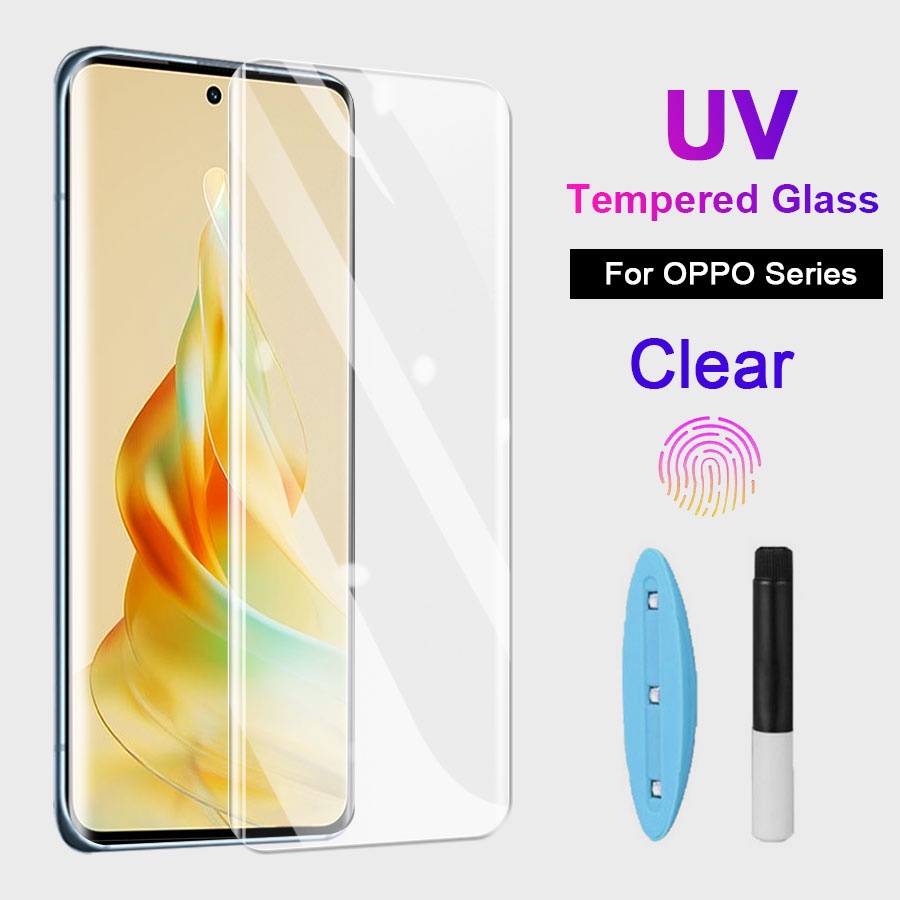 ฟิล์มกระจกนิรภัยกันรอยหน้าจอ กันแสง UV แบบโค้ง สําหรับ OPPO Reno 12 11 ...