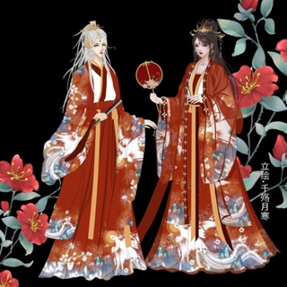 Jinyifang ของแท้ [Qingluan] Hanfu Wei Jin Style เสื้อเชิ้ต แขนยาว คอปก และกระโปรงยาว สําหรับผู้ชาย และผู้หญิง