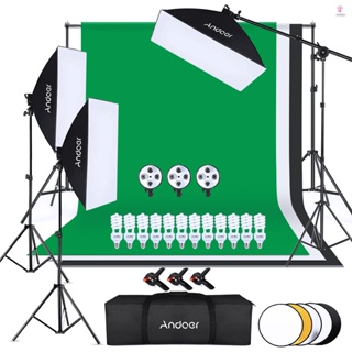 Andoer-2 Professional Photography Kit with Tripod, Lighting, and Backdrop for Studio Shoots