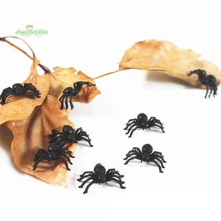 Erck&gt; แมงมุมพลาสติก ขนาดเล็ก สีดํา สําหรับตกแต่งบ้านผีสิง ฮาโลวีน 50 ชิ้น