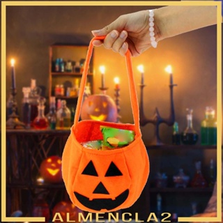 [Almencla2] กระเป๋าทรงโท้ท ลายฟักทอง สําหรับใส่ขนมหวาน เหมาะกับปาร์ตี้ฮาโลวีน