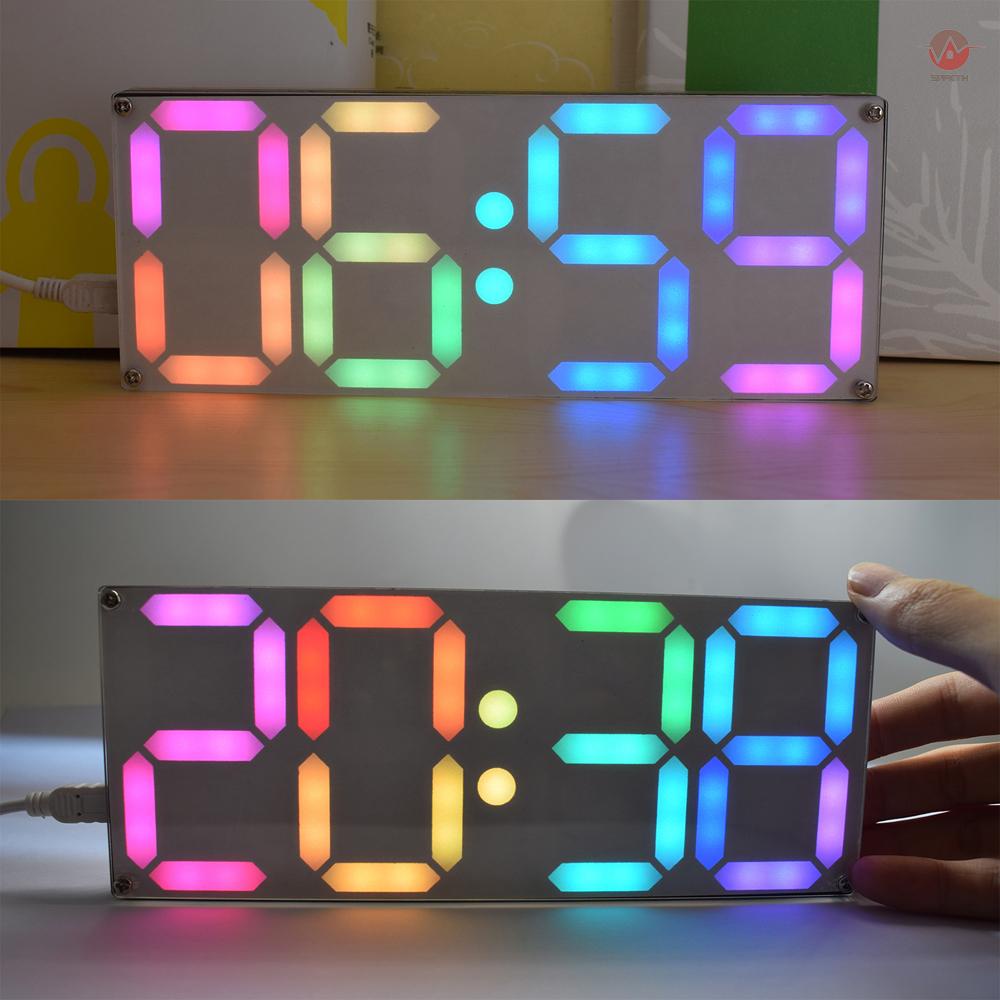 diy-4-digit-digital-led-clock-kit-with-rainbow-colors-and-transparent-case-timer-kit-for-home-decor-and-timekeeping