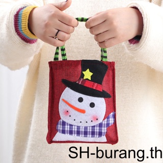 【Buran】กระเป๋าถือ ผ้าลินิน ขนาดใหญ่ จุของได้เยอะ ลายซานตาคลอส สโนว์แมน คริสต์มาส หลากสี สําหรับใส่ขนมหวาน พร็อพปาร์ตี้