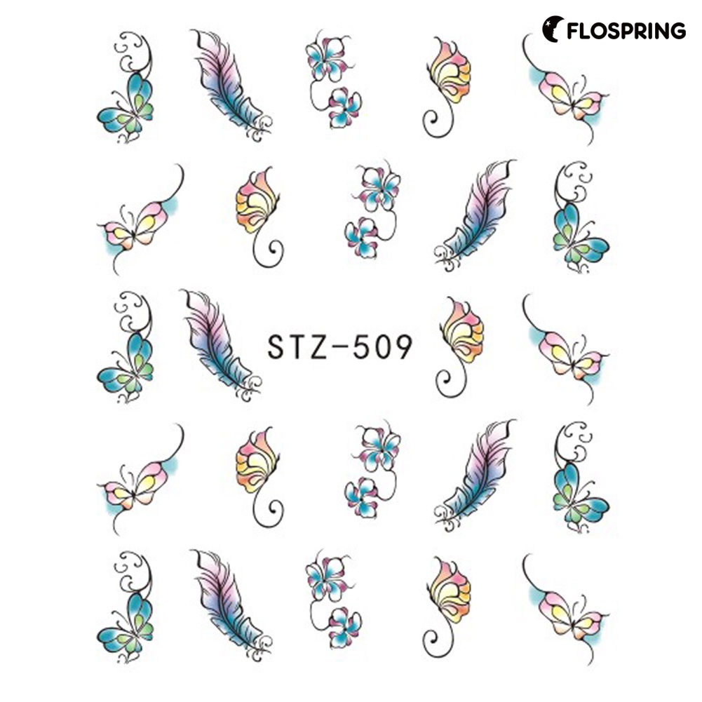 flospring-สติกเกอร์ตกแต่งเล็บ-ลายผีเสื้อ-ดอกไม้-สไตล์วินเทจ-diy