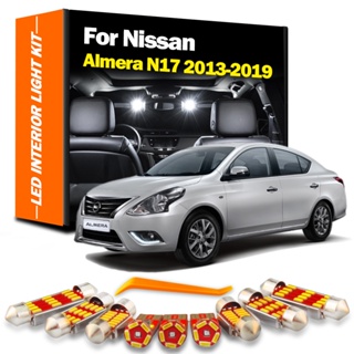 ชุดหลอดไฟ LED ติดภายในรถยนต์ สําหรับ Nissan Almera N17 2013 2014 2015 2016 2017 2018 2019 9 ชิ้น