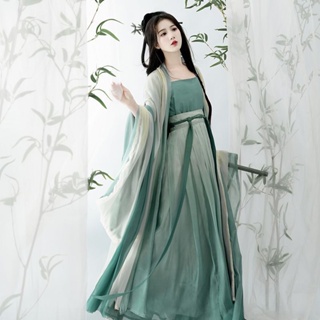 สินค้าของแท้ (Qingdai) เสื้อเชิ้ต แขนยาว กระโปรงพลีท ขนาดใหญ่ สไตล์ฮั่นฝู สําหรับผู้หญิง