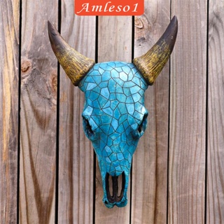 [Amleso1] ฟิกเกอร์รูปปั้นหัวกะโหลกวัว สําหรับตกแต่งผนังบ้าน