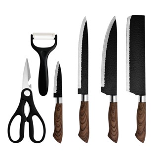 ชุดมีดทำครัว 6 ชิ้น มีดทำครัวมีดผลไม้ เครื่องครัว Kitchen Knife Set 6 Pcs