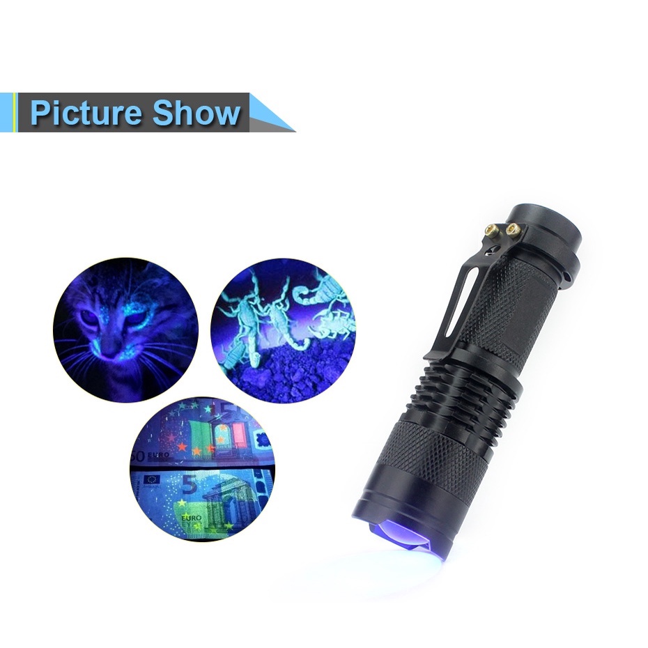 มินิ ไฟฉาย LED UV Violet แสงแบล็คไลท์ ไฟฉายตรวจสอบ 395NM | Shopee Thailand