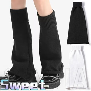 Women's Sweet Pure Color Knitted Leg Warmers With Balls