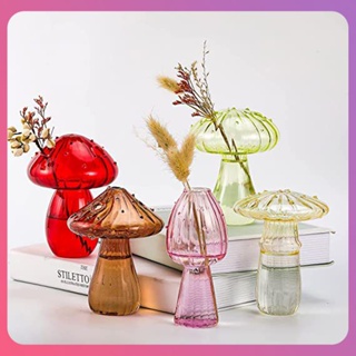 แจกันแก้วสร้างสรรค์เห็ดนอร์ดิกแจกันดอกตูมสีโปร่งใสแจกันแก้ว Borosilicate สร้างสรรค์นอร์ดิกเห็ดไฮโดรโพนิแจกันดอกไม้ตกแต่งบ้าน [COD]