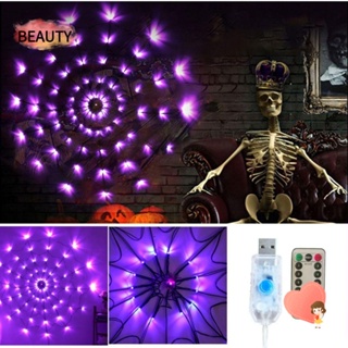 Beauty สายไฟ LED รูปแมงมุม กันน้ํา พร้อมรีโมตคอนโทรล สําหรับตกแต่งปาร์ตี้ฮาโลวีน