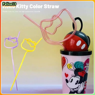 Hello Kitty Color Straw Ins Style ค่าสีสูง อุปกรณ์เสริมสำหรับน้ำดื่มแบบใช้ซ้ำได้ -FE