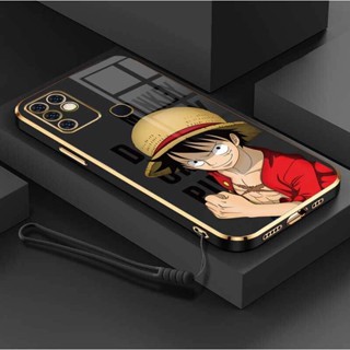 เคสโทรศัพท์มือถือ ซิลิโคนนิ่ม ป้องกันกล้อง ลายการ์ตูนลูฟี่ OnePiece หรูหรา พร้อมสายคล้อง สําหรับ Infinix Hot 10 Infinix X682