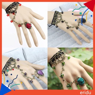 [ER] สร้อยข้อมือโซ่ ประดับลูกไม้ ลายดอกไม้ สไตล์โกธิค เรโทร สําหรับผู้หญิง