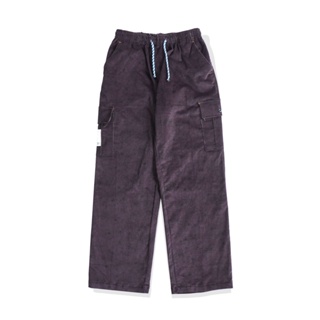 [นําเข้า] เครื่องแต่งกาย - กางเกงขายาว - กางเกงทรงหลวม - Cargo Panjang - ผ้าลูกฟูก - สีม่วงเข้ม - ทรงตรง - ทุกขนาด
