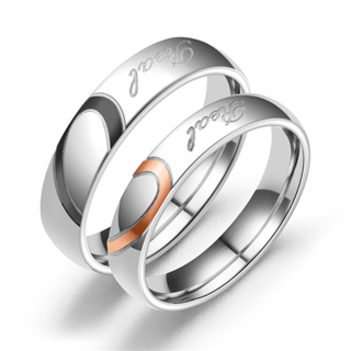 Easy ZHOU แหวนหมั้น สเตนเลส ไทเทเนียม รูปหัวใจ โรแมนติก เครื่องประดับแฟชั่นคู่รัก สําหรับผู้หญิง ผู้ชาย KBR174