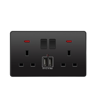 Home USB Port Charging Office Easy Use UK Plug Flat Plate Double Switched Square Edge Power Socket