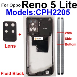Guoyin- ฝาครอบแบตเตอรี่ ด้านหลัง พร้อมเลนส์ แบบเปลี่ยน สําหรับ OPPO Reno 5 Lite