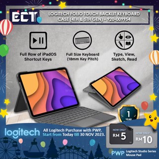 Logitech Folio เคสคีย์บอร์ด พร้อมแทร็กแพด สําหรับ iPad Air (4th &amp; 5th Gen) - Oxford Grey - 920-009954